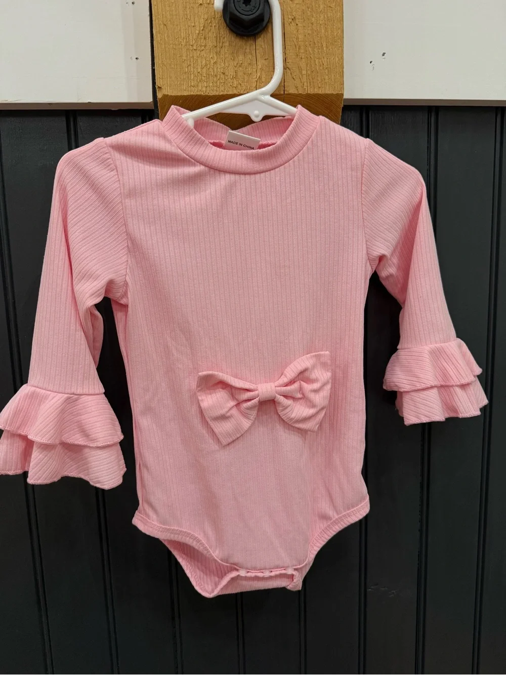 SHEIN Pink Ruffle Sleeve Top with Cream Butterfly Print Pants